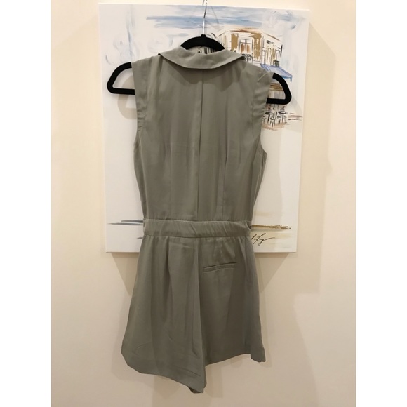 Asos sage / moss green collared romper 4 - Picture 3 of 5